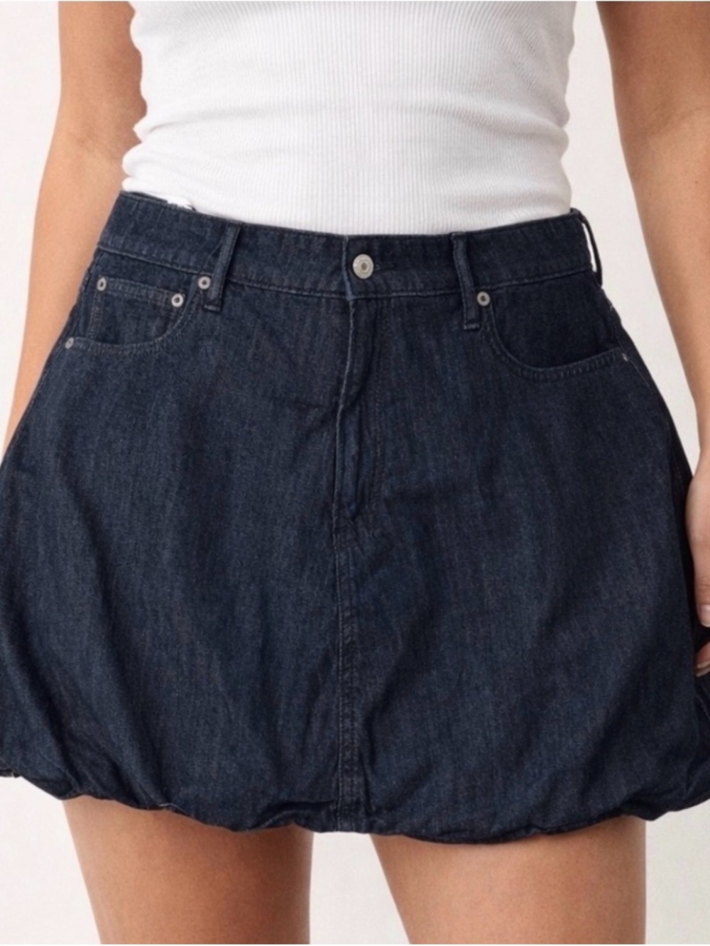 American Eagle Outfitters Dark Blue Denim Bubble Skirt